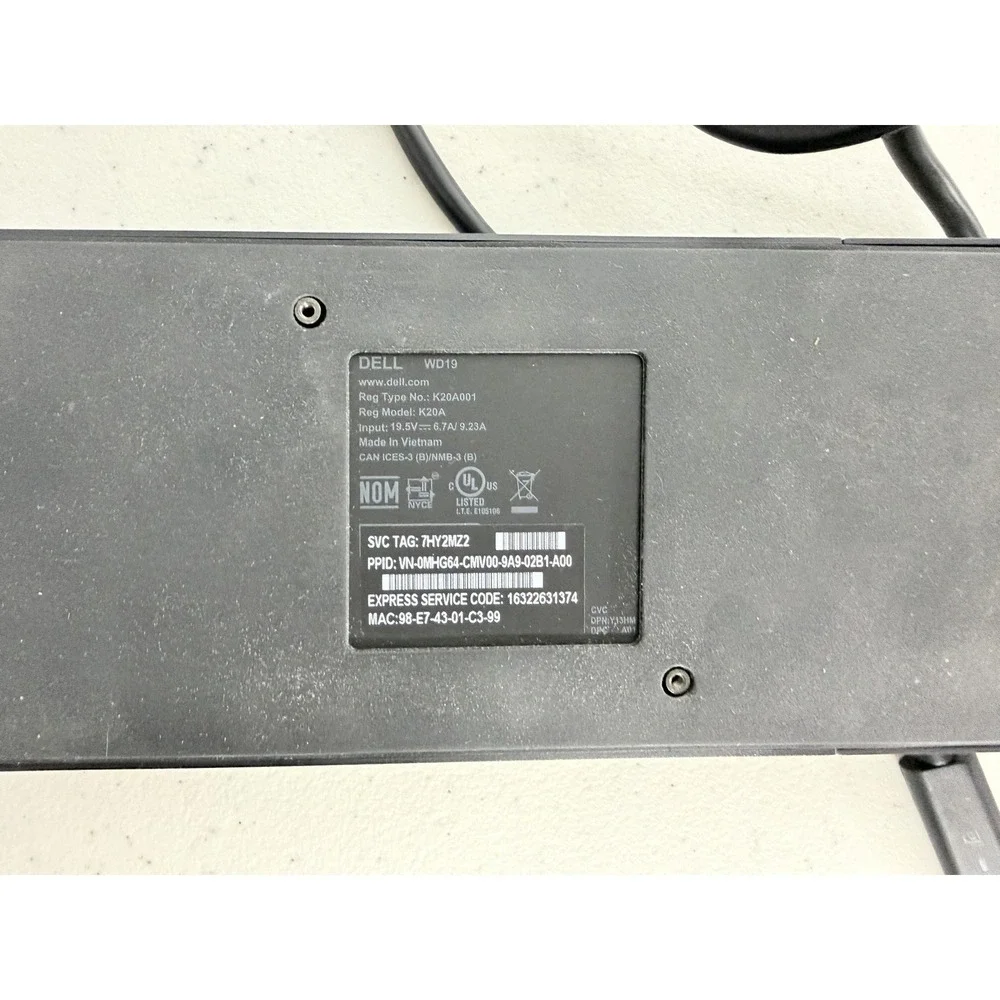 Dell WD19 K20A001‎ USB-C Docking Station K20A 19.5V
